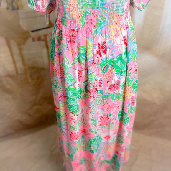 NEW Lilly Pulitzer Smocked Midi Dress Journey to the Jungle - Picture 4 of 12